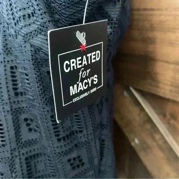 NWT Swim Solutions CROCHET BLACK Flyaway Tummy Control Swimdress Macys size 14 - Picture 6 of 11